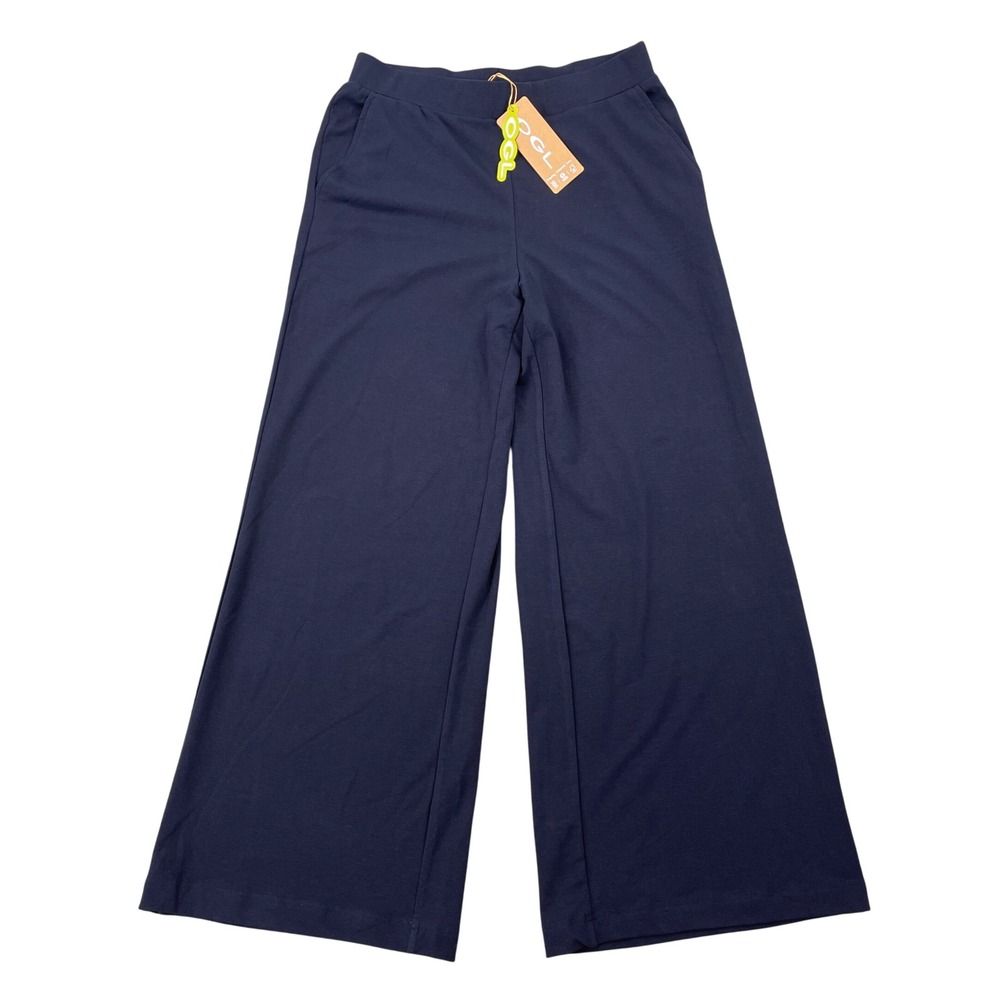 OGL Medium Petite Lyocell Wool Mid Rise Wide Leg Pull-on Pant Navy Pockets - NWT